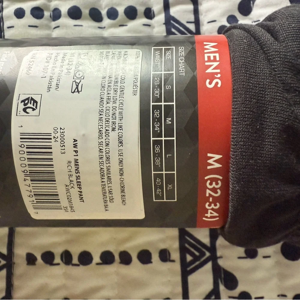 NWT Athletic Works Men’s Black Sleep Pants - Picture 8 of 10